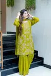 Jf 027 Heavy Faux Georgette With Embroidery Work Sharara Suits